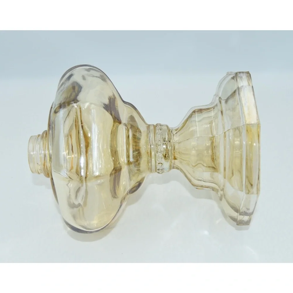 Vintage Iridescent Amber Thick Glass Oil / Kerosene Lamp Base 9.5